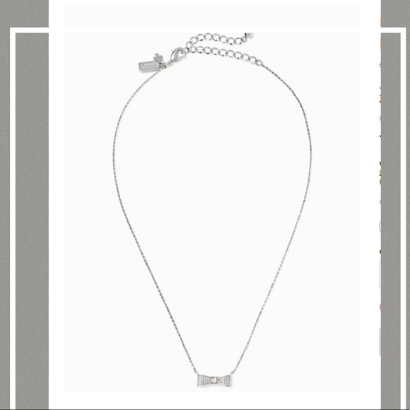 NWT Kate Spade Ready Set Bow Pave mini pendant Silver necklace. - Picture 6 of 9